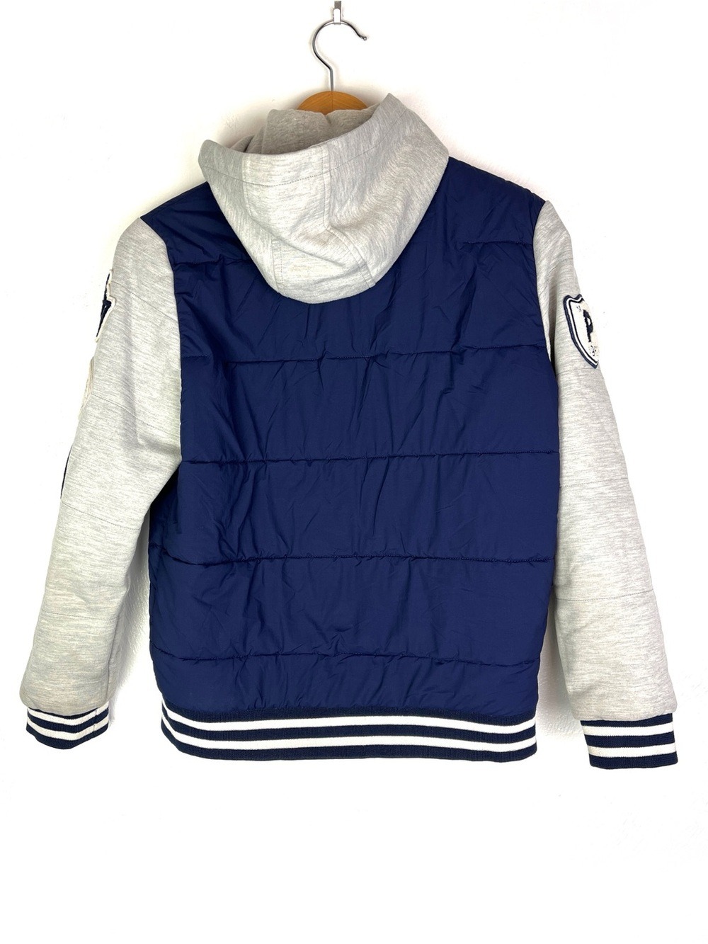 Polo Ralph Lauren Navy Quilted Hooded Varsity Jacket Big Pony Kids size large - Picture 2 of 6